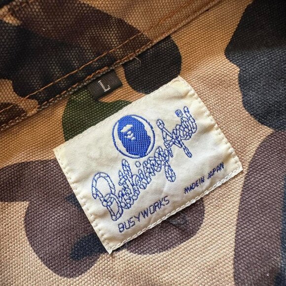 B.A.P.E. Bathing Ape Busy Works Made in Japan Bubble Military Camo Women Shirt L - Picture 5 of 8